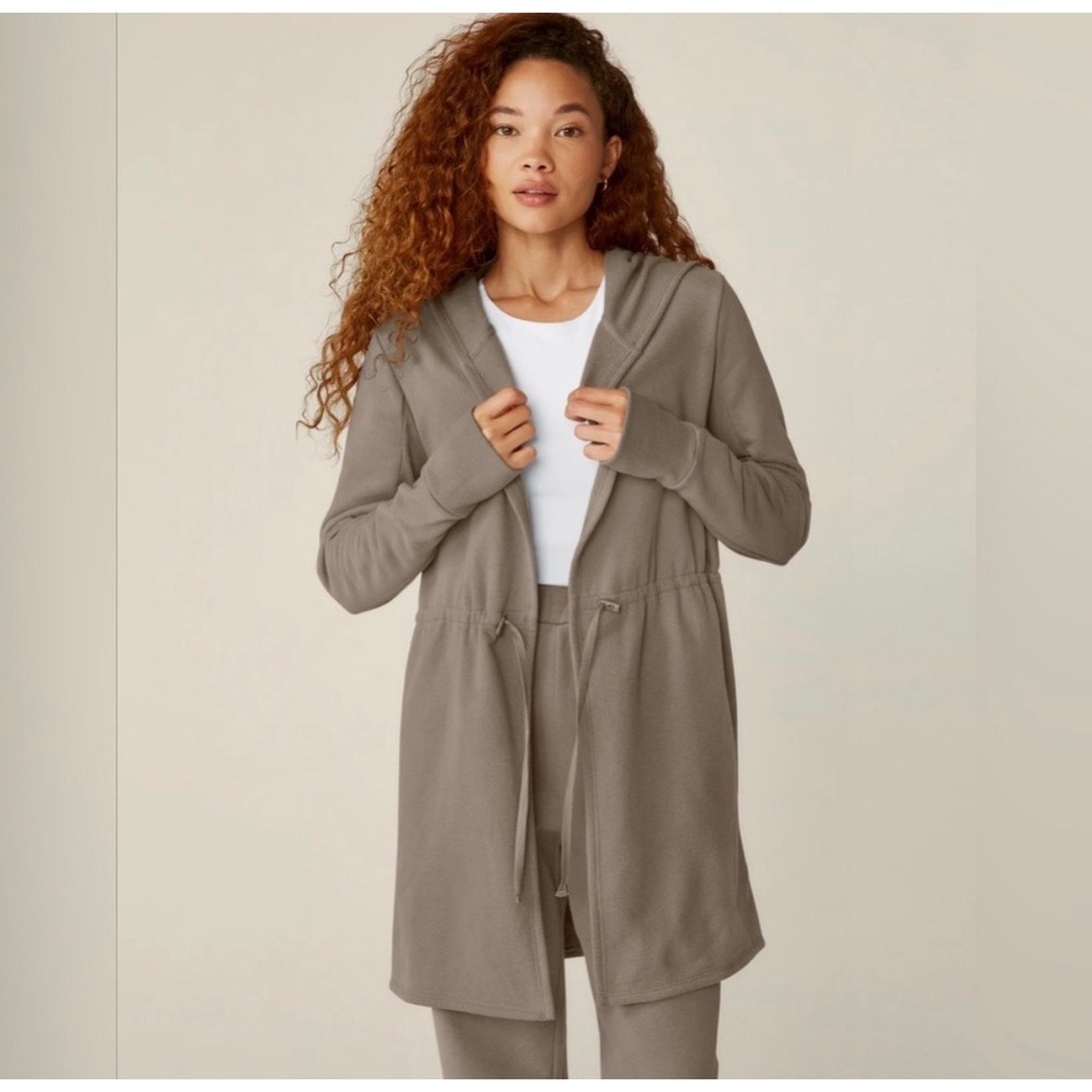 Beyond Yoga Boho Athleisure Hiking On The Go Cardigan Jacket Hoodie Taupe S